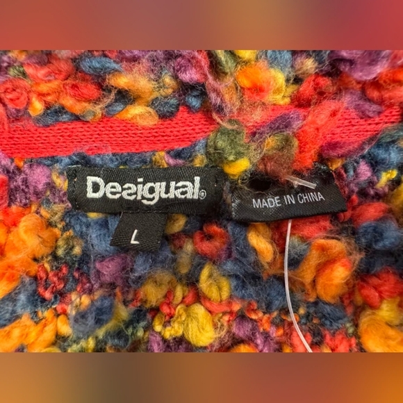 Desigual Putney Knitted Short Jumper Marbled Multi-Coloured Longsleeve Large - Picture 10 of 10